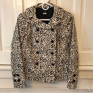 J Crew Womens Size 4 Beige Black Long Sleeve Double Breasted Blazer Jacket